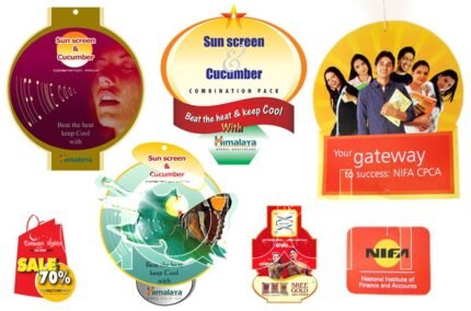 Custom Printed Danglers showcasing vibrant designs and branding