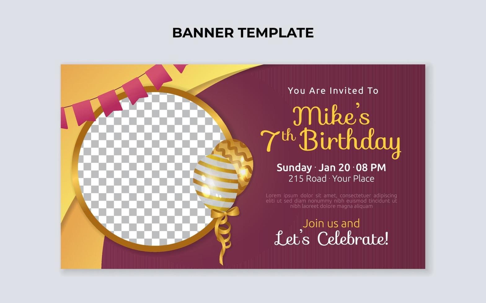 birthday-invitation-banner-template-suitable-for-birthday-celebration-and-anniversary-event-free-vector