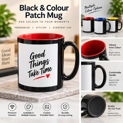 Mug (Black and Colour Patch Mug)