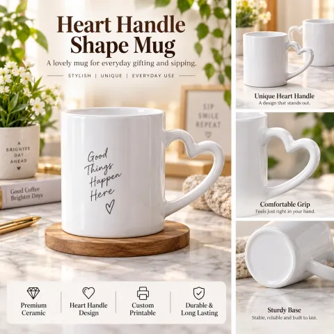 Mug (Heart Handle Shape Mug)