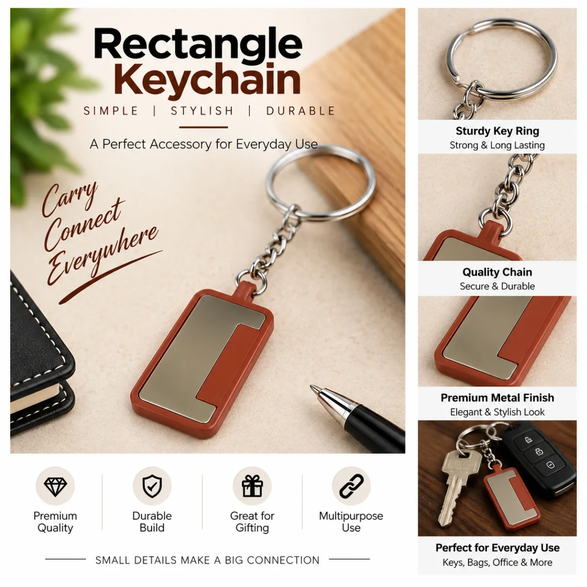 Metal Keychain (KC-1016 TAN)