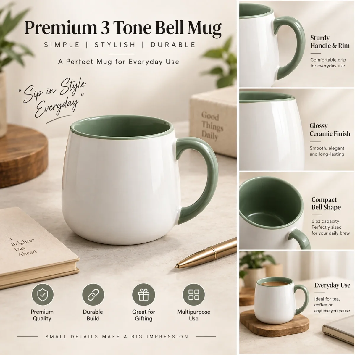 Mug (3 Tone Bell Mug 6 oz)