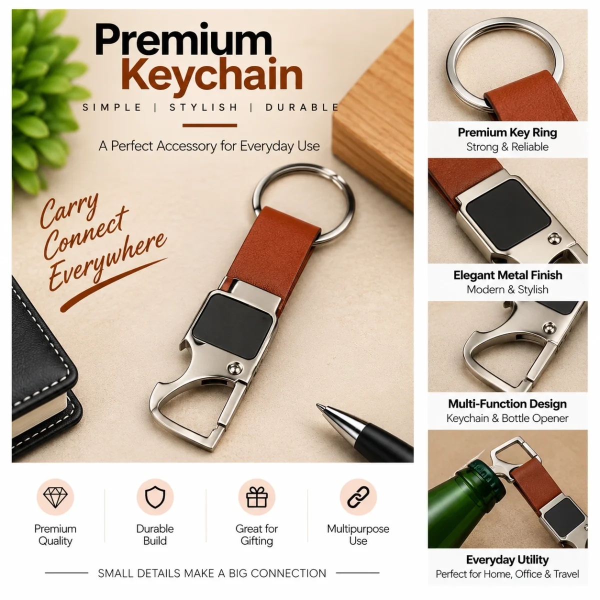 Metal Keychain (KC-1004 TAN)