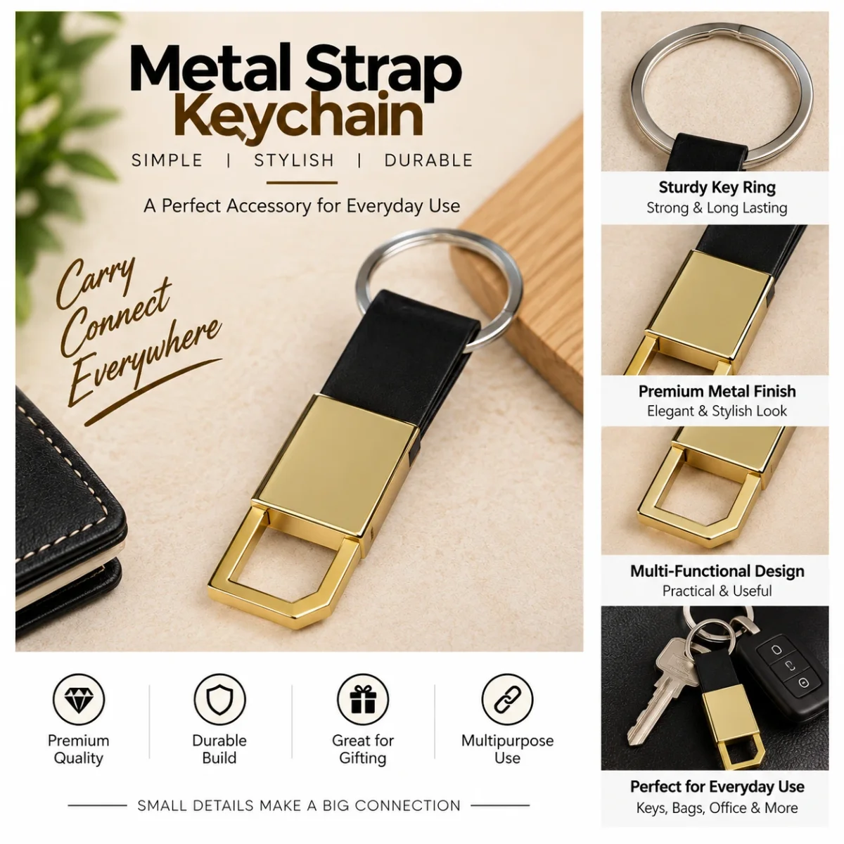 Metal Keychain (KC-1009 BLACK GOLD)