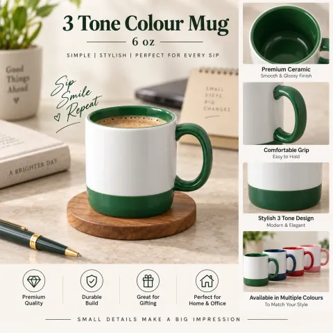 Mug (3 Tone Colour 6 oz)