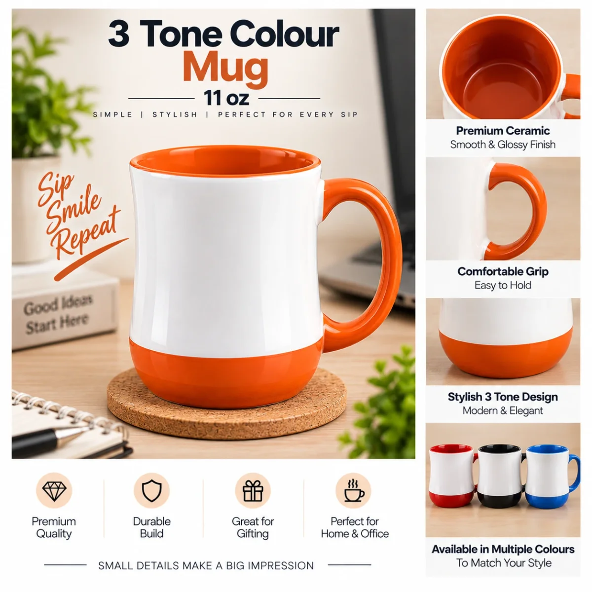 Mug (3 Tone Colour 11 oz)