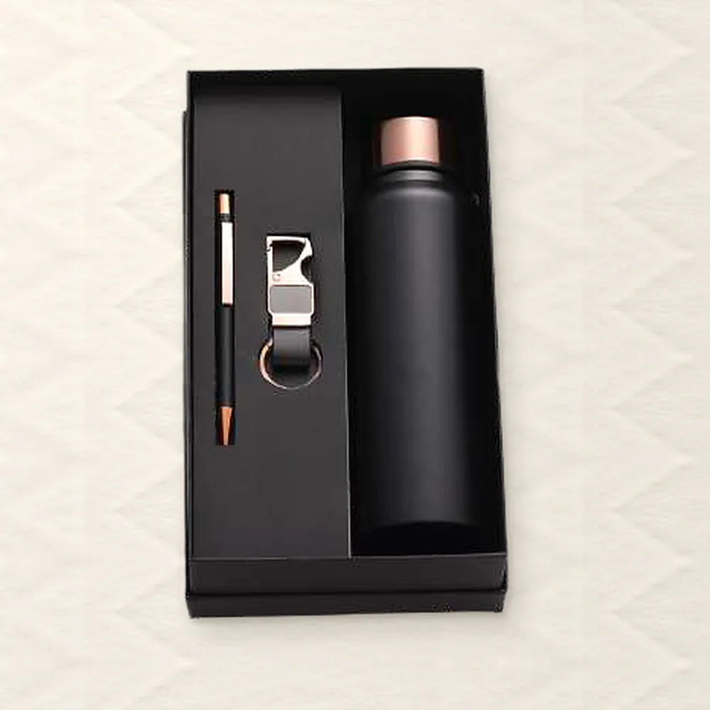 Corporate Gift Set — Bottle + Pen + Keychain, Black Rose (PIX-CS-3507)