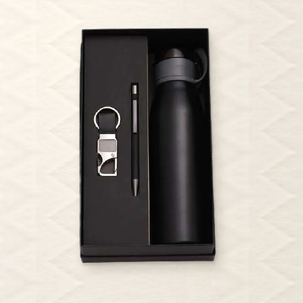 Corporate Gift Set — Bottle + Pen + Keychain, Black (PIX-CS-3512)
