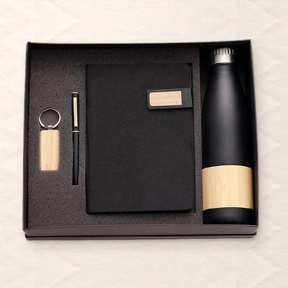 Corporate Gift Set — 4-piece Premium, Black Bamboo (PIX-CS-4220)