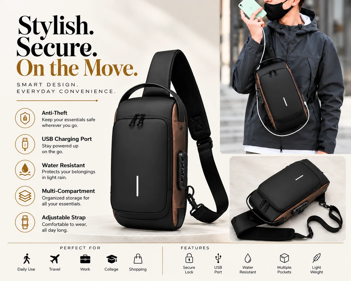Anti-Theft Sling Bag