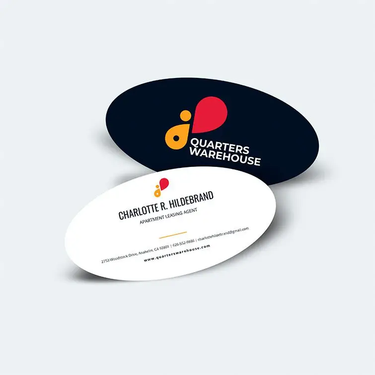 Oval visiting cards die-cut custom shape Bangalore