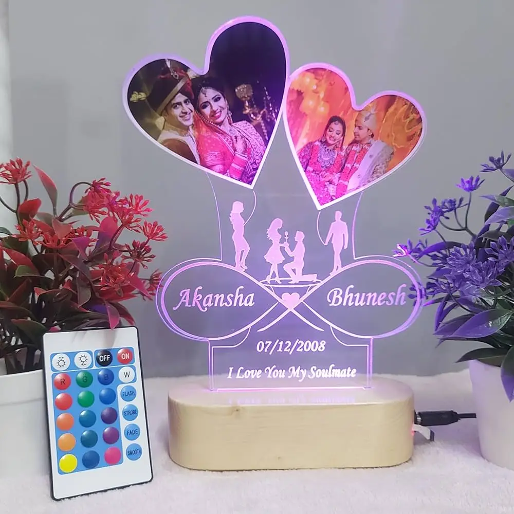 Personalized Photo Lamp Heart Shape With Name