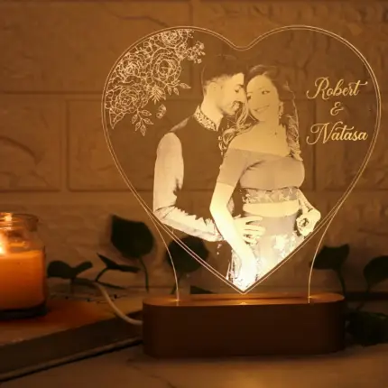 Photo Lamp Heart Shape With Name