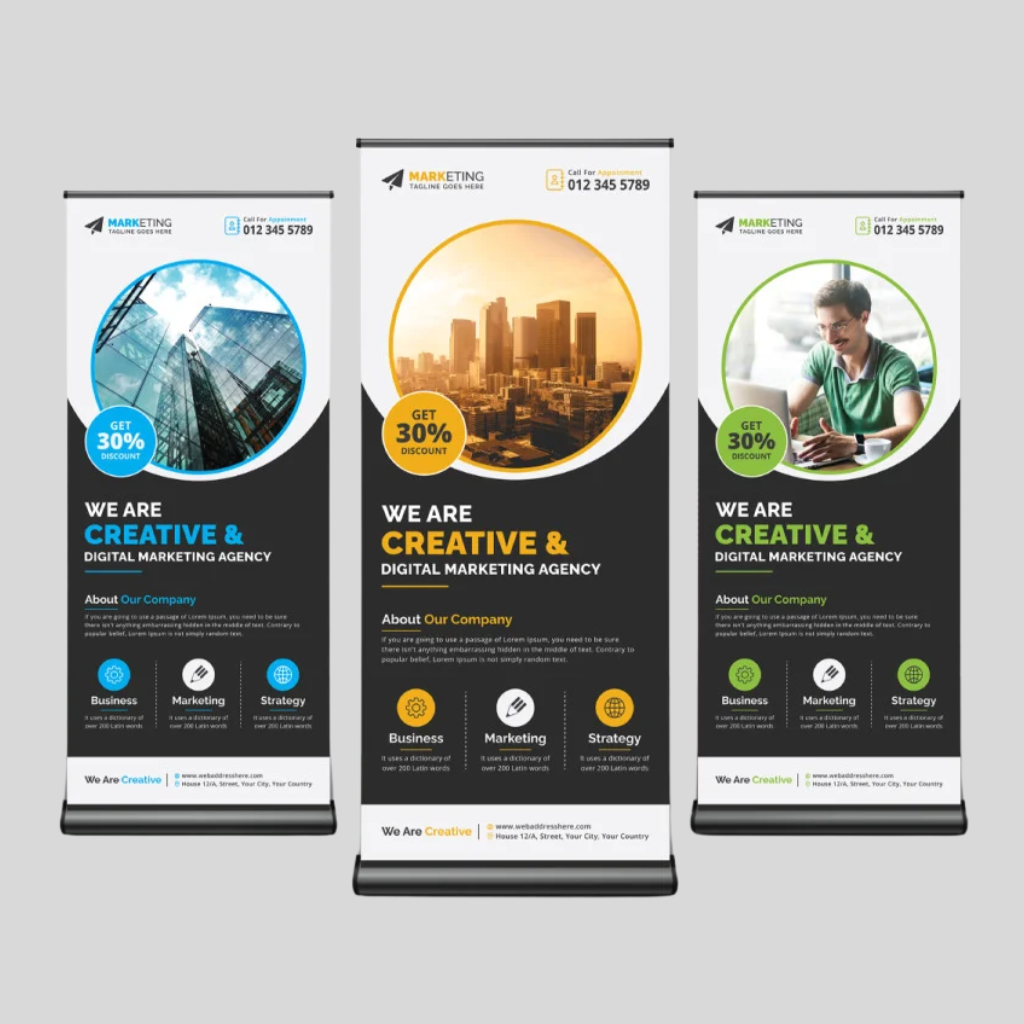 Custom Black Roll Up Standees