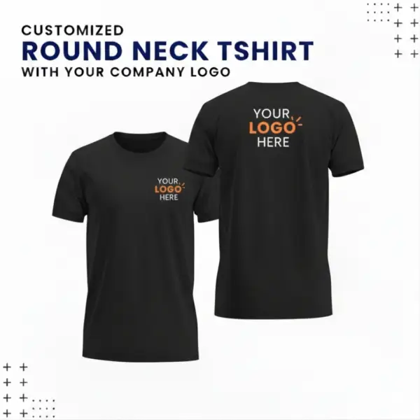 Custom Round Neck T-Shirts – Biowash Cotton-Black