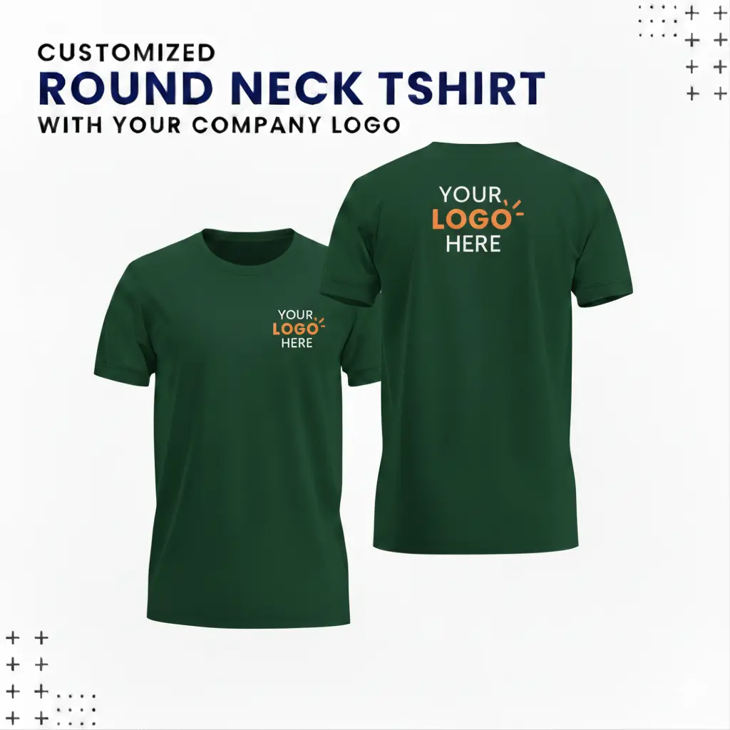 Custom Round Neck T-Shirts – Biowash-Bottle-Green
