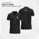 Custom Organic Polo T-Shirt with Tipping-Black