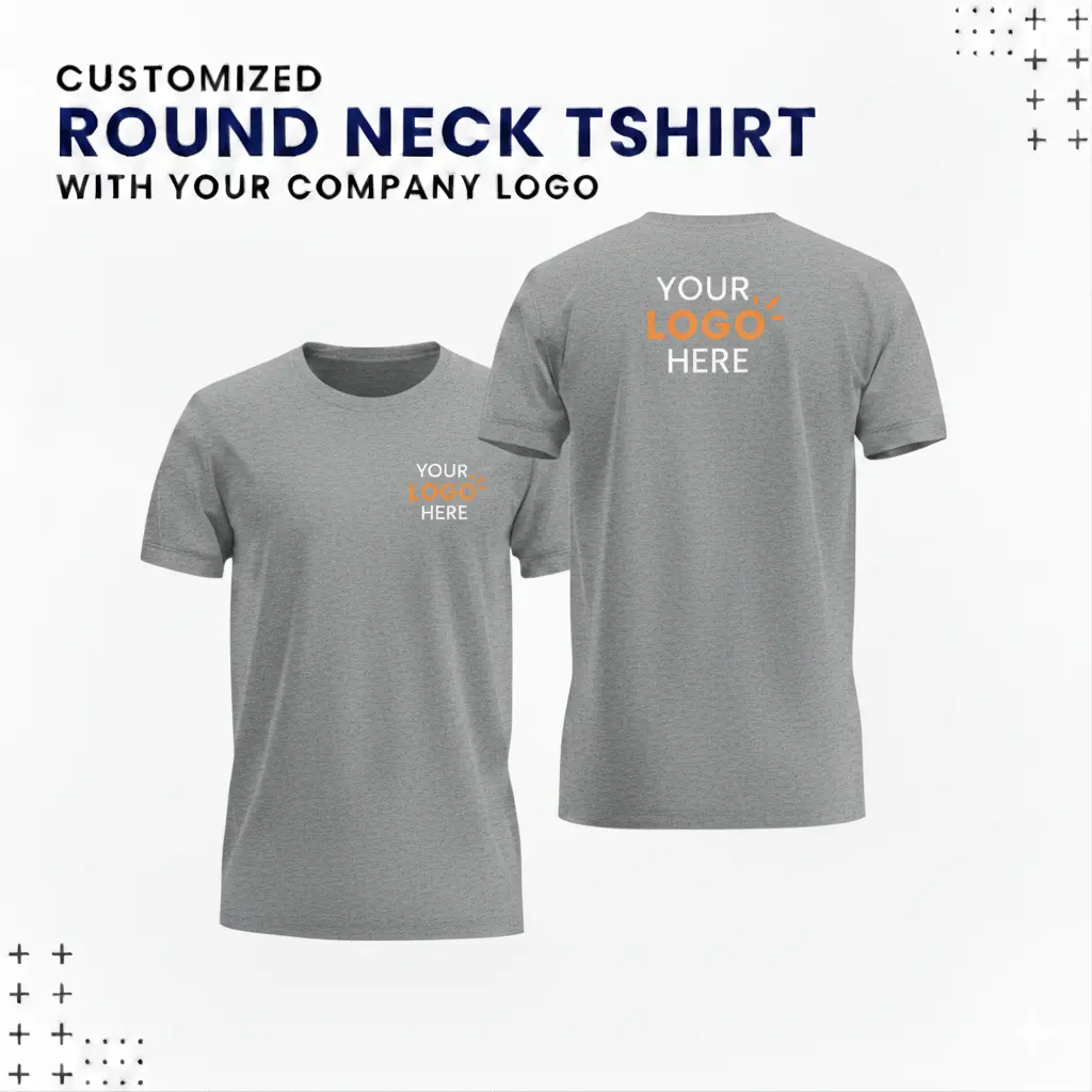 Custom Round Neck T-Shirts – Biowash-Grey-Melange