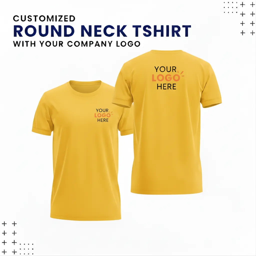 Custom Round Neck T-Shirts – Biowash-Yellow
