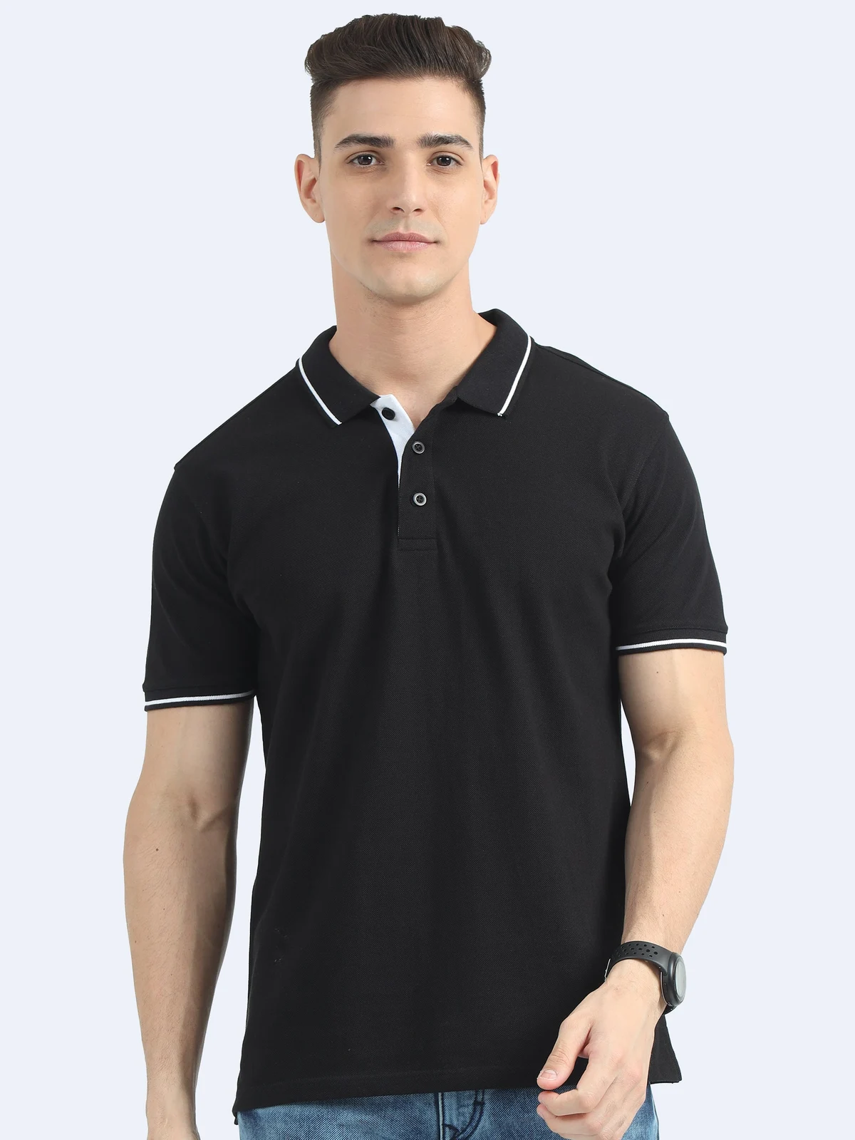 Custom Organic Polo T-Shirt with Tipping – Custom Apparel Printing Bangalore