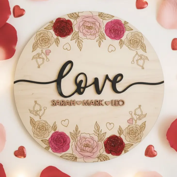 printigly name board valentinesday