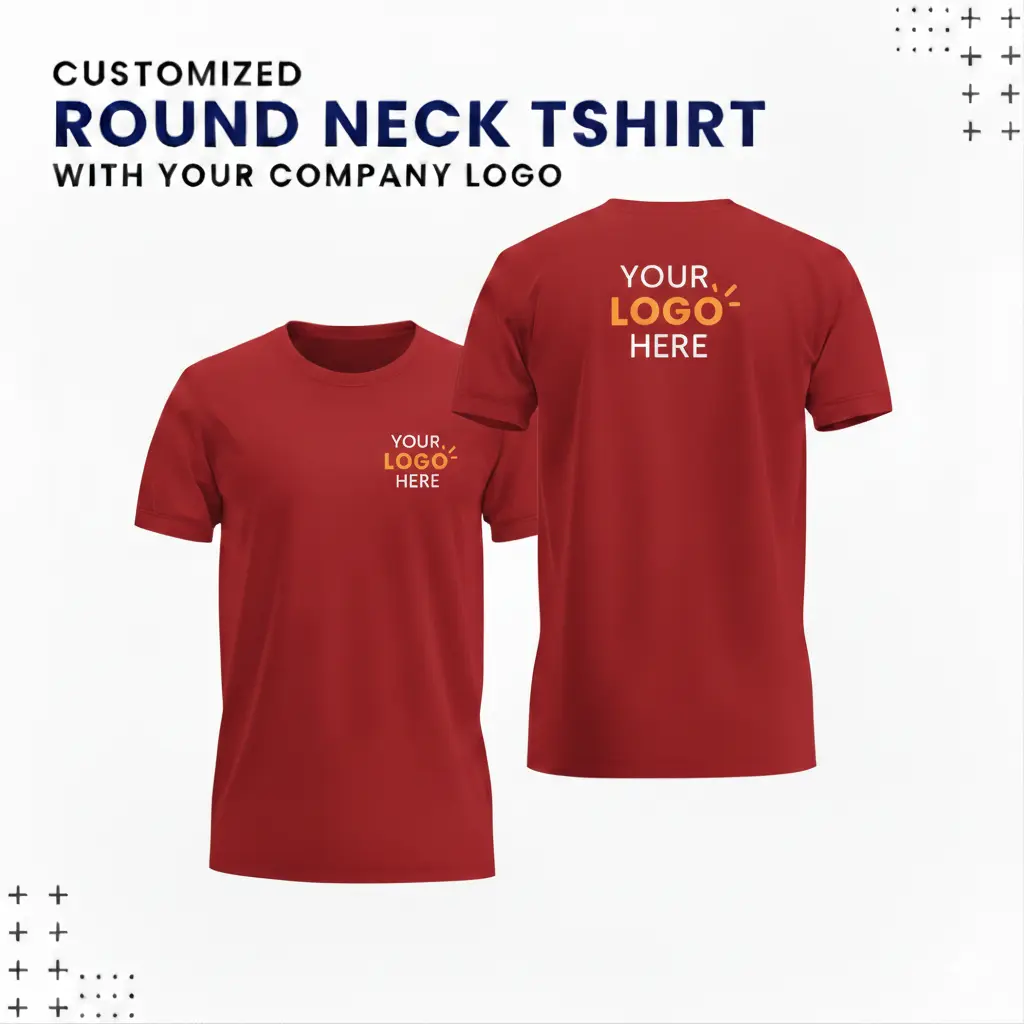 Custom Round Neck T-Shirts – Biowash Cotton-Red