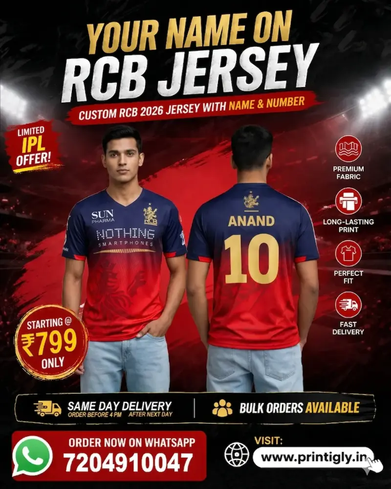 Custom RCB Jersey 2026 with Name & Number