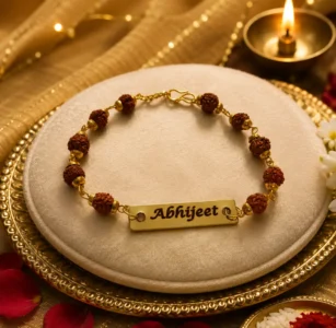 Personalised Rudraksha Name Rakhi (Classic)