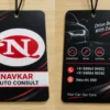 Navkar Auto Consult rectangular air freshener, front and back